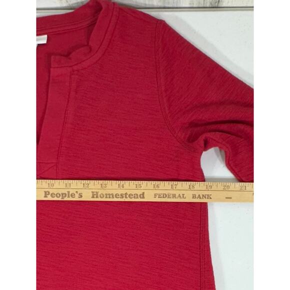J Jill Tunic Size Small Red Notch Neck Slub Knit Long Sleeve Casual Athleisure - Picture 7 of 7
